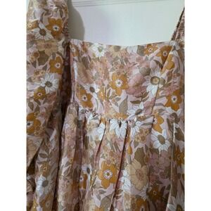 EUC Storia Floral Babydoll Mini Dress Milkmaid Coquette Boho Chic Retro Medium